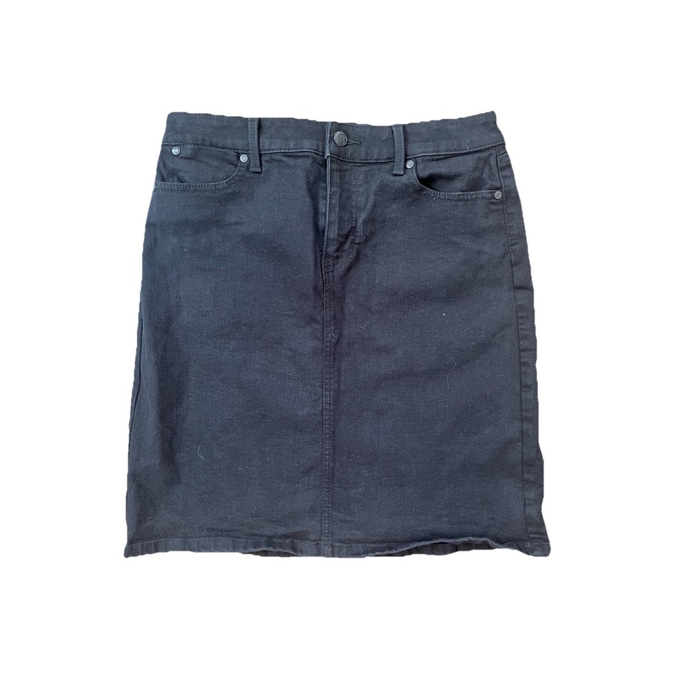 Talbots Black Denim Jean Skirt A Line Pencil Stretch 4 Academia Office Core